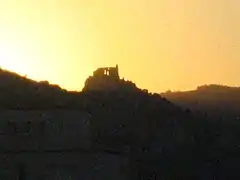 View of the facade of the Château de Crussol from the Champ de Mars