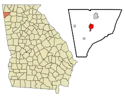 Location in Chattooga County and the state of Georgia