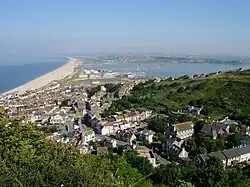 Chesil Beach viewed from the Isle of Portland