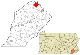 Location in Chester County and the state of Pennsylvania.