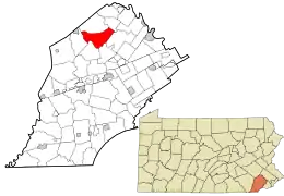 Location in Chester County and the state of Pennsylvania.