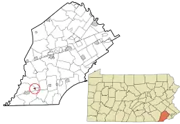 Location in Chester County and the state of Pennsylvania.