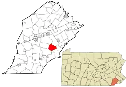 Location in Chester County and the state of Pennsylvania.