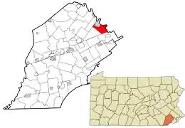 Location in Chester County and the state of Pennsylvania.