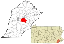 Location in Chester County and the state of Pennsylvania