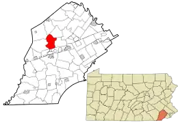 Location in Chester County and the state of Pennsylvania.