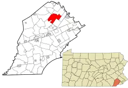 Location in Chester County and the state of Pennsylvania