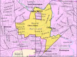 Boundaries of the Chevy Chase CDP as of 2003