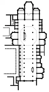 Architectural drawing showing the floor plan of the church.