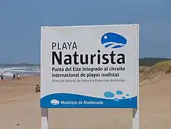 Sign on the naturist beach