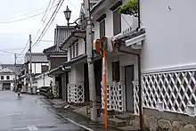 Traditional houses in Yoshii town. The station building is built to resemble them.