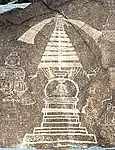 Chilas petroglyphs, Buddhist stupa, circa 300-350 CE based on paleography