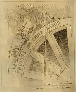 Cartoon depicting the profits of child labor, c. 1913