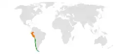 Map indicating locations of Chile and Peru
