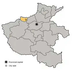 Location of Jiyuan City jurisdiction in Henan