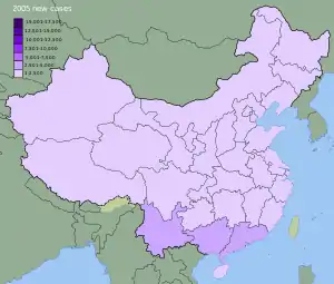 2005 infection distribution