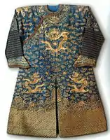 Chinese summer court robe ("dragon robe"), c. 1890s, silk gauze couched in gold thread, East-West Center