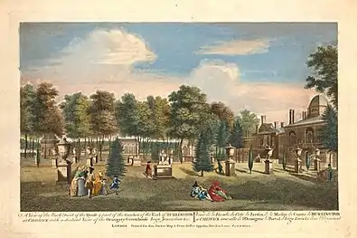 Engraving of Chiswick House and Avenue, 1753