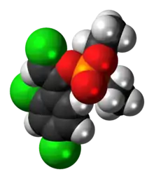 Space-filling model of the (Z)-chlorfenvinphos molecule