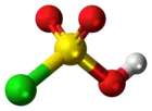 Ball-and-stick model of the chlorosulfuric acid molecule