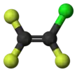 Ball-and-stick model of chlorotrifluoroethylene