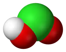 Molecular structure of chlorous acid.