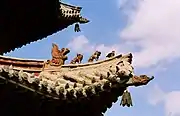 Richly decorated roof on one of the halls