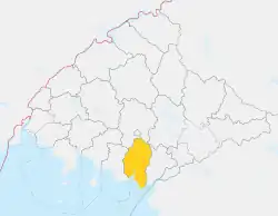 Map of North Pyongan showing the location of Chŏngju