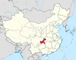 Location of Chongqing Municipality within China