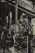 Old photograph showing guitars for sale