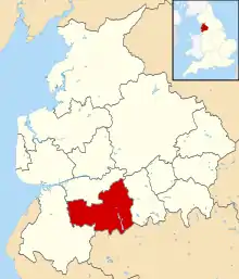 Shown within Lancashire and England
