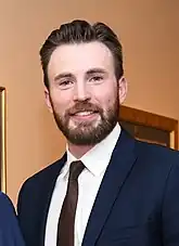 a Cropped photograph of Chris Evans in 2020