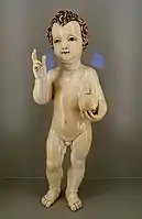 Ivory carving of Christ Child with gold paint (1580–1640)