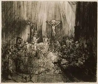 Rembrandt van Rijn, Christ Crucified between the Two Thieves (The Three Crosses), 1653–1655, drypoint and burin, fourth of five states plate