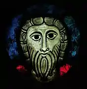 Romanesque stained glass window "Head of Christ" from Wissembourg (11th or 12th century)