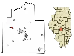 Location of Kincaid in Christian County, Illinois.