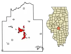 Location within Christian County and Illinois