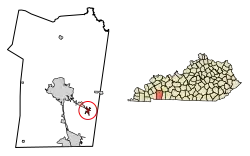 Location of Pembroke in Christian County, Kentucky.