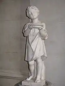  statue of child holding out an empty bowl by Daniel Rauch