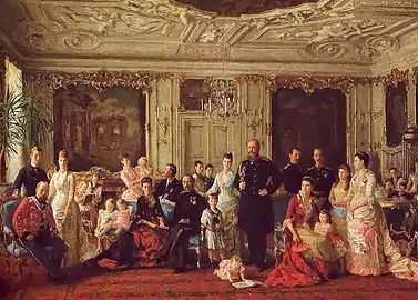Reduced version of the painting (notice that Grand Duke Mikhail, in the center of the painting, is in a different position from in the original)