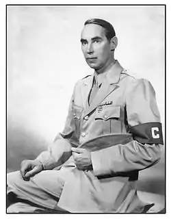 Christopher Grant La Farge in uniform as a war correspondent during World War II.