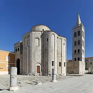 With the belltower of Zadar Cathedral