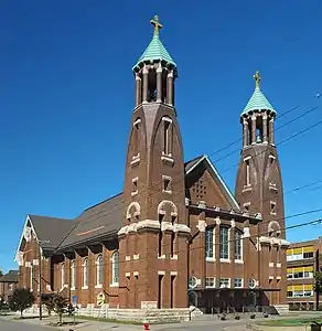 St. Bernard's Catholic Church near the center of the neighborhood.