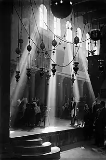 The interior of the Church of the Nativity circa 1936, photographed by Lewis Larsson