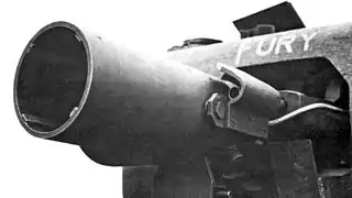 Close-up of an AVRE's Petard Mortar