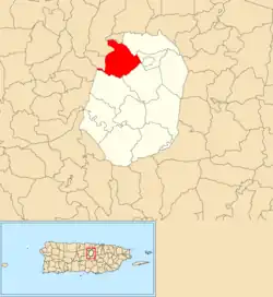 Location of Cibuco within the municipality of Corozal shown in red
