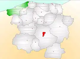 Map showing Cide District (green) in Kastamonu Province