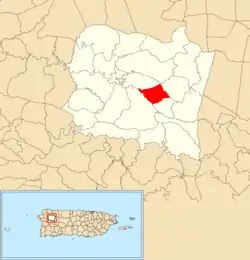 Location of Cidral within the municipality of San Sebastián shown in red