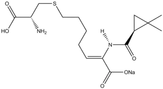 The natural product cilastatin, synthesized via a Simmons-Smith cyclopropanation.