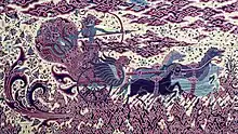 Cirebonese Batik Art depicting Hindu legend Arjun in his chariot in Mahabharat
